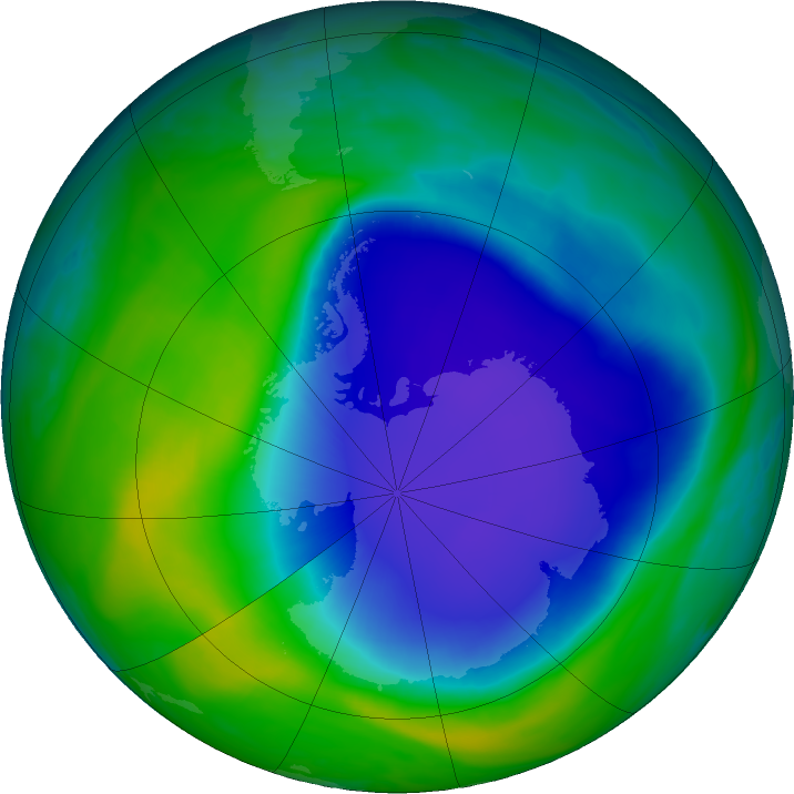Antarctic ozone map for 09 November 2022